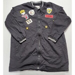 Women's It Girl Bomber Jacket with Patches Size M Black